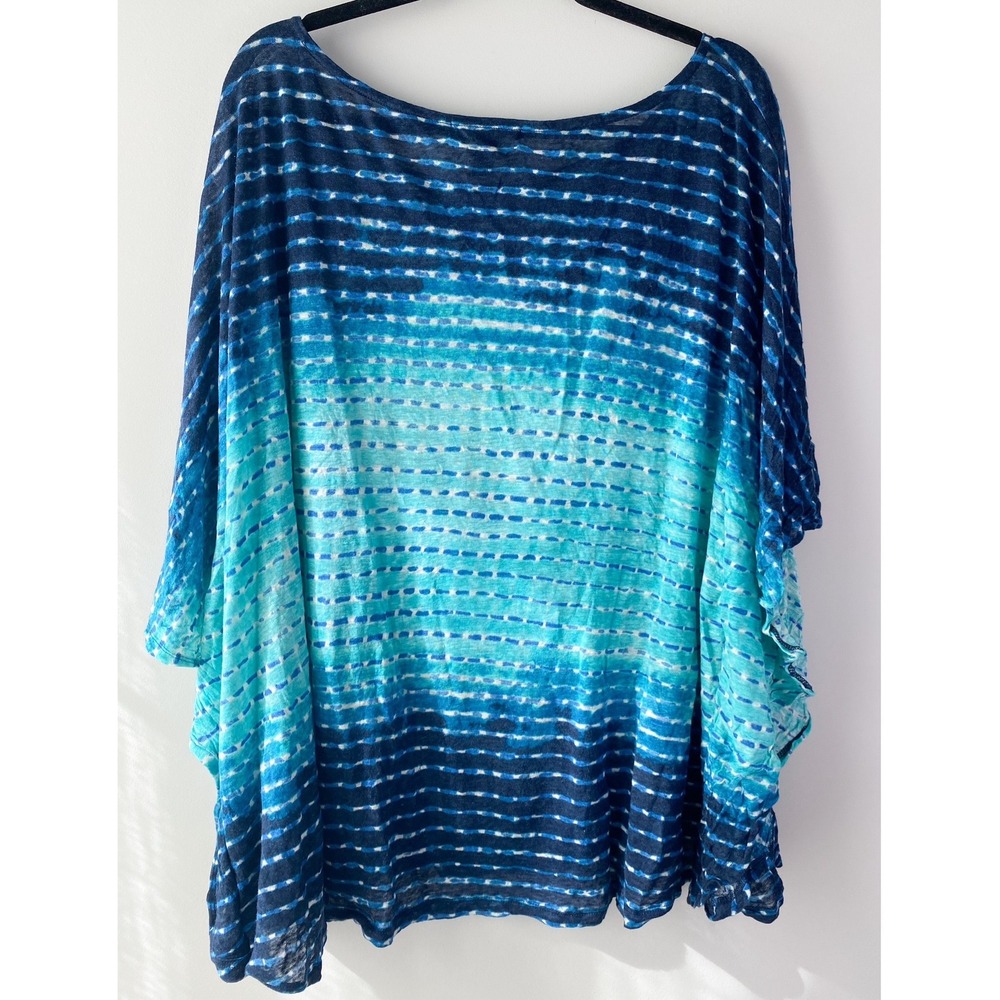 Lauren Ralph Lauren Womens 100% Linen Top 3X Blue Tie Dye Coastal Lightweight - Picture 4 of 8